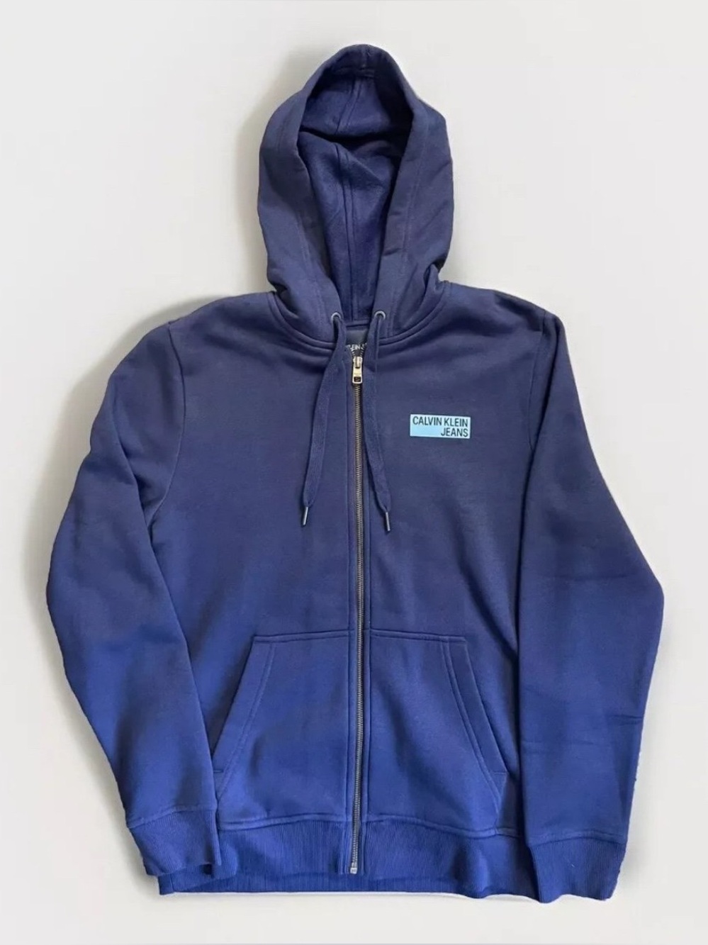 Men’s Calvin Klein Zip Up Hoodie Navy Light Blue Accents Size M